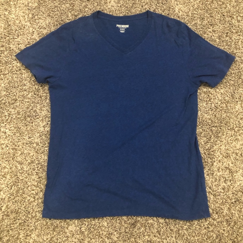 Blue V-neck shirt